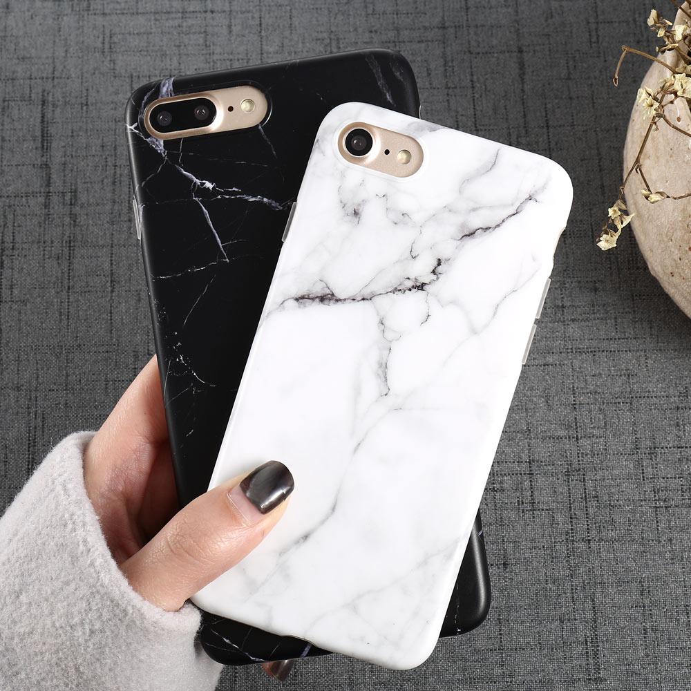 Luxury Marble Pattern Phone Case For iPhone 8 Plus Case Black Phone Accessories Coque X 7 Plus 6 6S