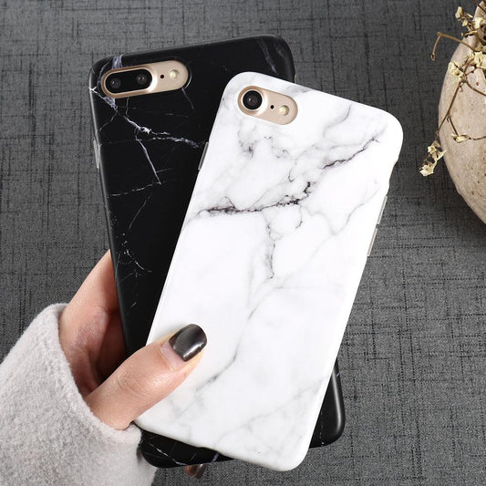 Luxury Marble Pattern Phone Case For iPhone 8 Plus Case Black Phone Accessories Coque X 7 Plus 6 6S