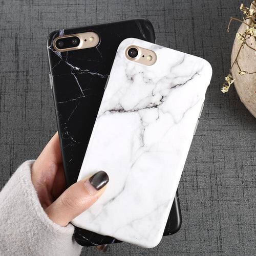 Luxury Marble Pattern Phone Case For iPhone 8 Plus Case Black Phone Accessories Coque X 7 Plus 6 6S