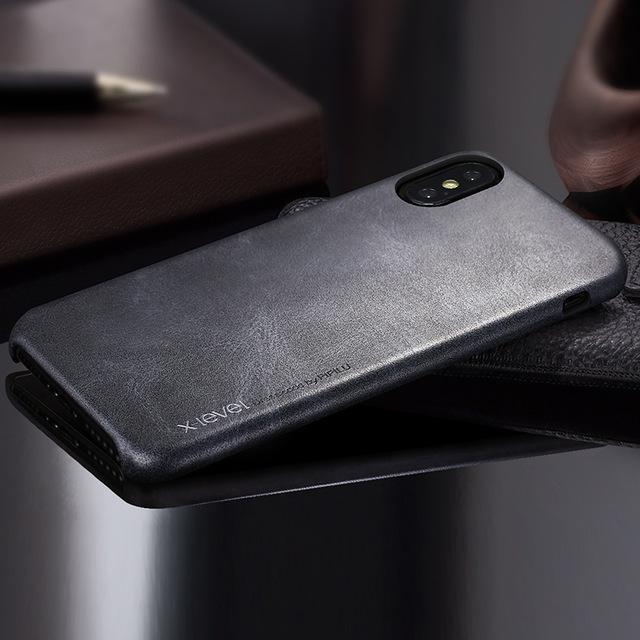 Vintage Leather Case For Apple iPhone X Case Back Cover Phone