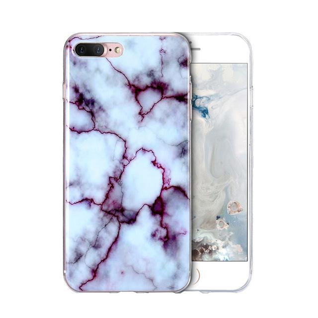 Luxury Marble Pattern Phone Case For iPhone 8 Plus Case Black Phone Accessories Coque X 7 Plus 6 6S