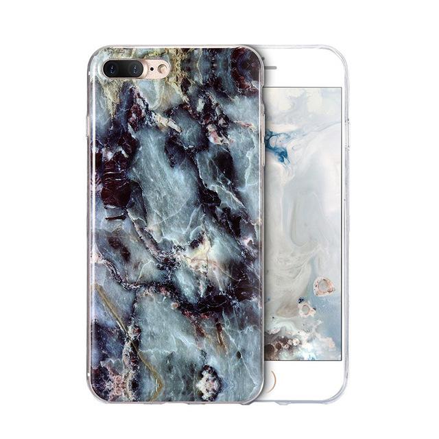 Luxury Marble Pattern Phone Case For iPhone 8 Plus Case Black Phone Accessories Coque X 7 Plus 6 6S