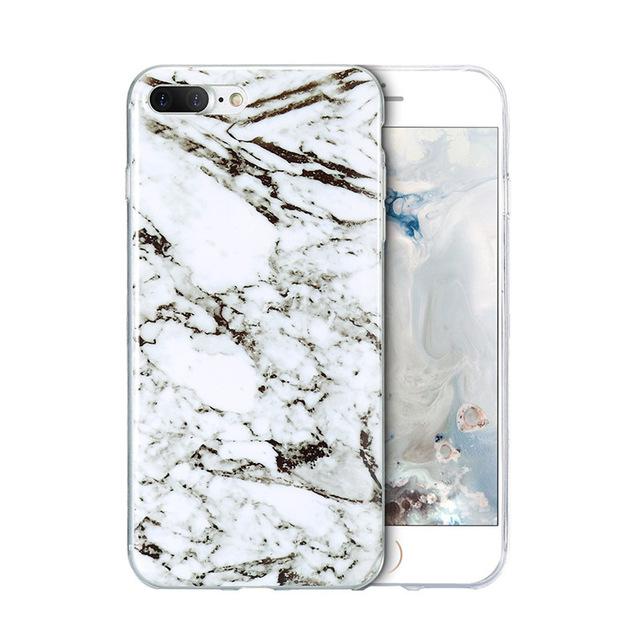 Luxury Marble Pattern Phone Case For iPhone 8 Plus Case Black Phone Accessories Coque X 7 Plus 6 6S