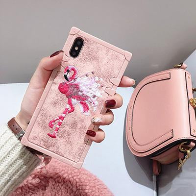 From Jenny Fabric Embroidery Flamingo Phone Case for iphone 8 8plus 7 7plus 6/6S Plus X