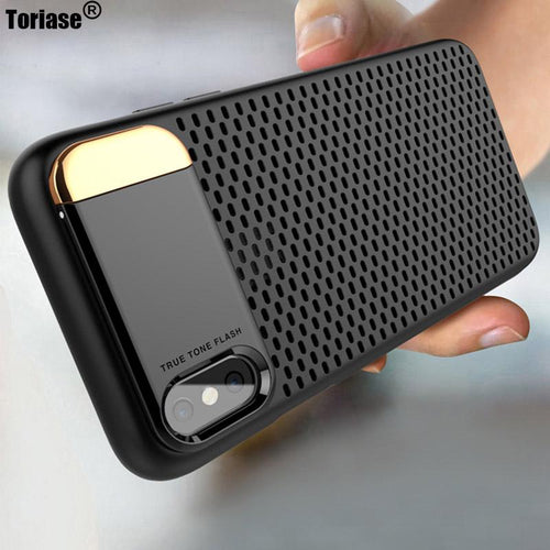 Honeycomb Hollow Heat Dissipation Plastic hard PC +Metal Stand Case For iPhone
