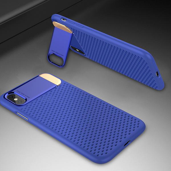 Honeycomb Hollow Heat Dissipation Plastic hard PC +Metal Stand Case For iPhone