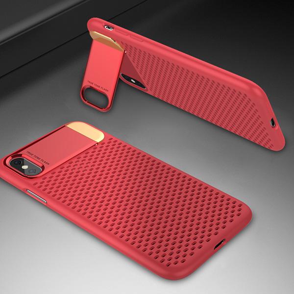 Honeycomb Hollow Heat Dissipation Plastic hard PC +Metal Stand Case For iPhone