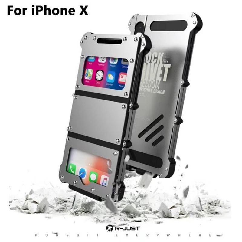 Luxury Doom Armor Shock Drop proof  Stainless steel metal flip case for iphone