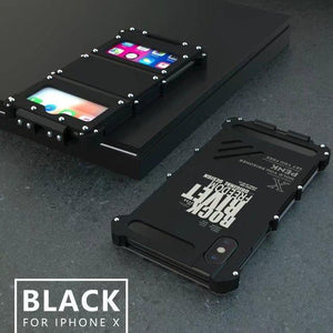 Luxury Doom Armor Shock Drop proof  Stainless steel metal flip case for iphone