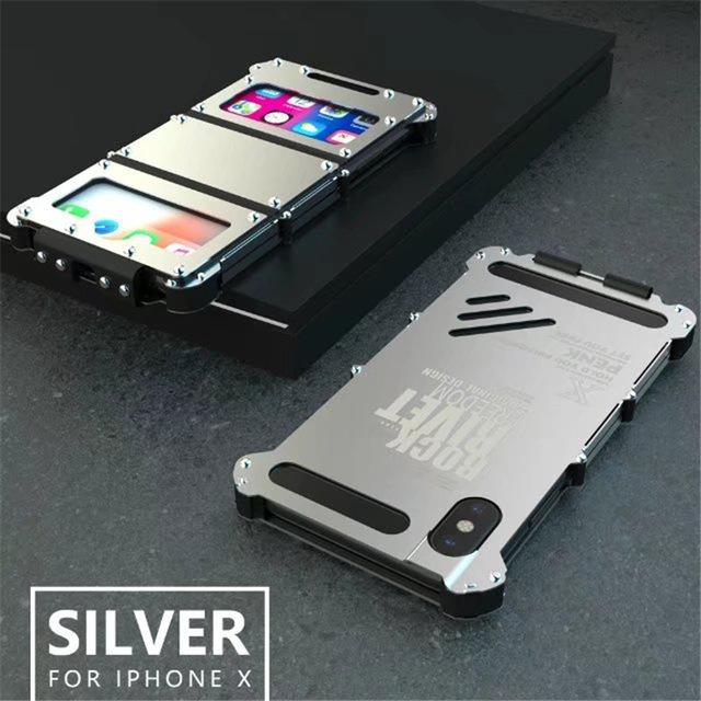 Luxury Doom Armor Shock Drop proof  Stainless steel metal flip case for iphone