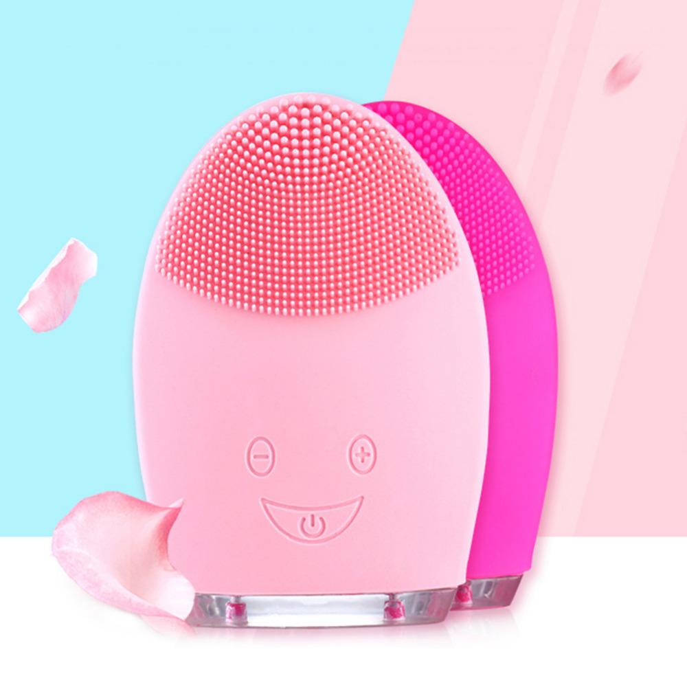 Facial Cleansing Brush Sonic Vibration Face Cleaner Silicone Waterproof Deep Pore Cleaning Electric Face Cleanser Massage Brush
