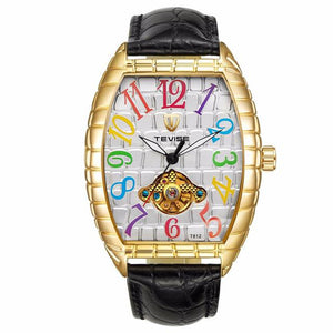 2018 TEVISE Watch Men Crocodile Skin Case Tourbillon Automatic Mechanical Watch Waterproof Men Leather Wristwatches Male Clock