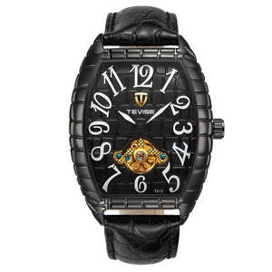 2018 TEVISE Watch Men Crocodile Skin Case Tourbillon Automatic Mechanical Watch Waterproof Men Leather Wristwatches Male Clock