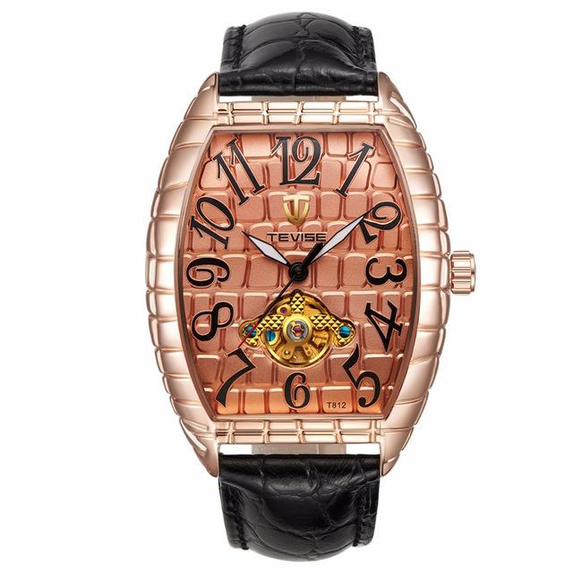 2018 TEVISE Watch Men Crocodile Skin Case Tourbillon Automatic Mechanical Watch Waterproof Men Leather Wristwatches Male Clock