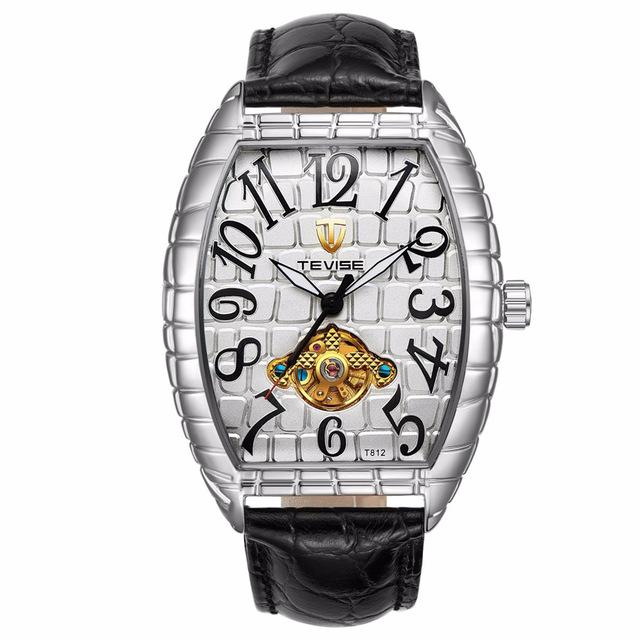 2018 TEVISE Watch Men Crocodile Skin Case Tourbillon Automatic Mechanical Watch Waterproof Men Leather Wristwatches Male Clock