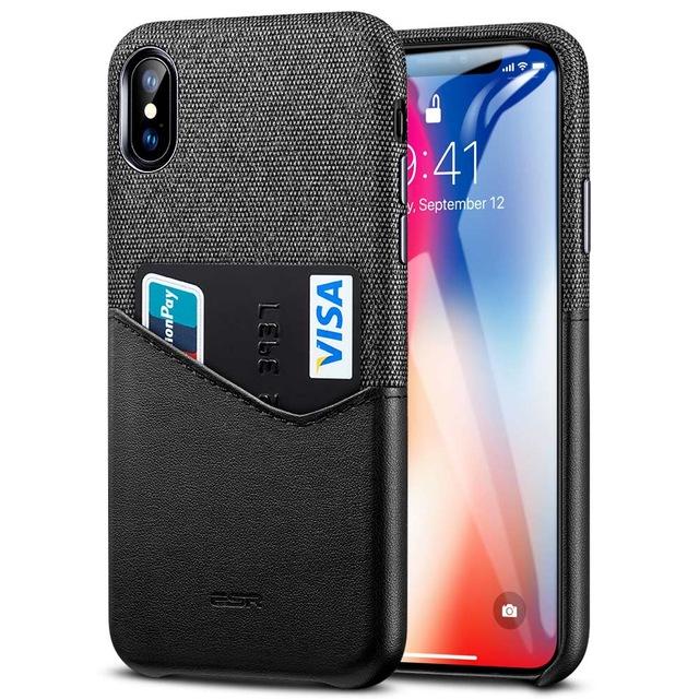 High Grade Leather with Soft Fabric Thin Light Card Slot Shockproof Case for Apple iPhone X