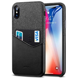 High Grade Leather with Soft Fabric Thin Light Card Slot Shockproof Case for Apple iPhone X