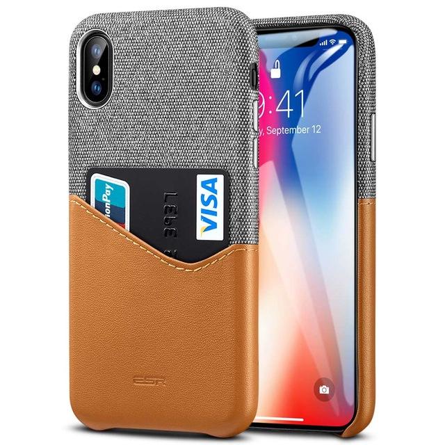 High Grade Leather with Soft Fabric Thin Light Card Slot Shockproof Case for Apple iPhone X