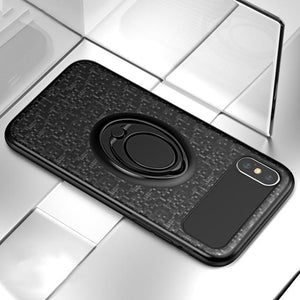 Car Holder Stand Magnetic Bracket Finger Ring Soft Frame+Hard PC Case For iPhone X
