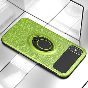 Car Holder Stand Magnetic Bracket Finger Ring Soft Frame+Hard PC Case For iPhone X
