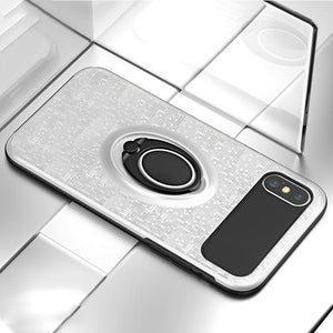 Car Holder Stand Magnetic Bracket Finger Ring Soft Frame+Hard PC Case For iPhone X