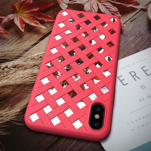 Luxury Weaved Case for iPhone 8 8 Plus Silicone TPU + Reflected PC +Soft Protect Shell for iPhone X 6 6S 7 Plus Anti-knock Cover