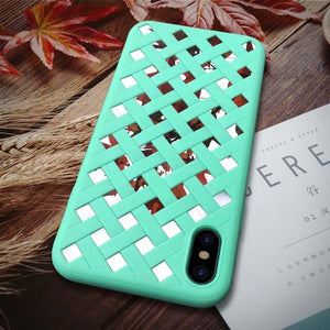Luxury Weaved Case for iPhone 8 8 Plus Silicone TPU + Reflected PC +Soft Protect Shell for iPhone X 6 6S 7 Plus Anti-knock Cover