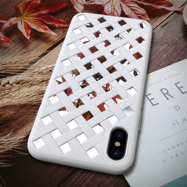 Luxury Weaved Case for iPhone 8 8 Plus Silicone TPU + Reflected PC +Soft Protect Shell for iPhone X 6 6S 7 Plus Anti-knock Cover