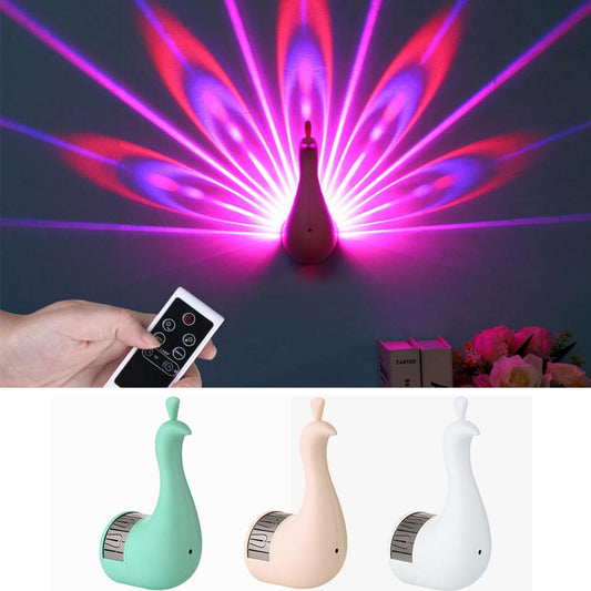 Creative Led Peacock Light Wall Lamp Remote-controlled For Bedroom Bedside Background Channel Staircase Decor Romantic Home