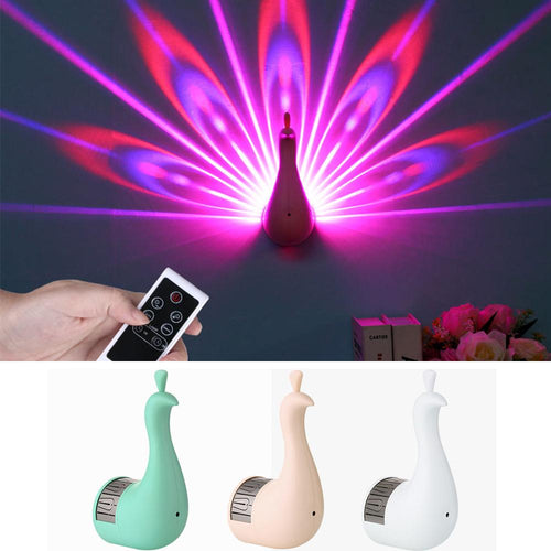 Creative Led Peacock Light Wall Lamp Remote-controlled For Bedroom Bedside Background Channel Staircase Decor Romantic Home