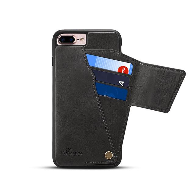Luxury Rotating Flip Leather Case for iPhone 7 8 Plus Card Slot Back Case PU Leather Cover for iPhone 6 6S Plus Vintage Coque