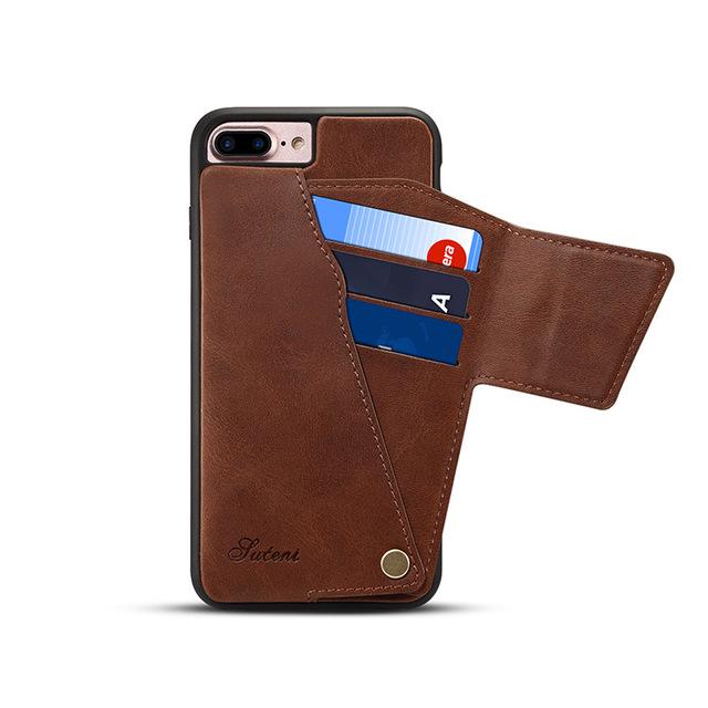 Luxury Rotating Flip Leather Case for iPhone 7 8 Plus Card Slot Back Case PU Leather Cover for iPhone 6 6S Plus Vintage Coque