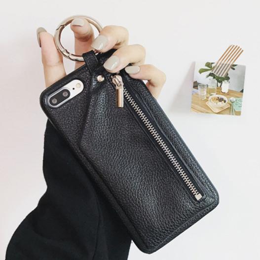 Leather Luxury Zipper Handbag Wallet Phone Cases For iPhone