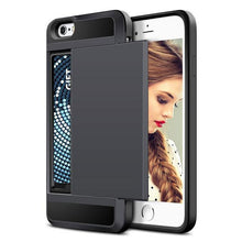 Load image into Gallery viewer, Sliding Credit Card Slot Wallet TPU Shockproof Case for iPhone