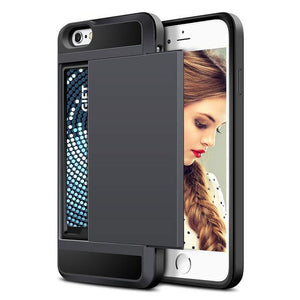 Sliding Credit Card Slot Wallet TPU Shockproof Case for iPhone