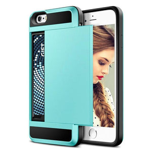 Sliding Credit Card Slot Wallet TPU Shockproof Case for iPhone