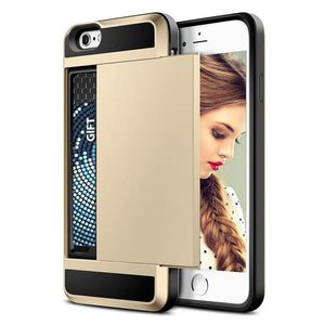 Sliding Credit Card Slot Wallet TPU Shockproof Case for iPhone