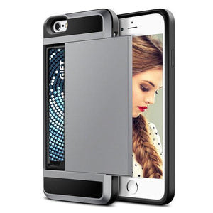 Sliding Credit Card Slot Wallet TPU Shockproof Case for iPhone