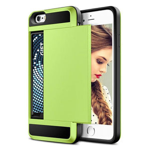 Sliding Credit Card Slot Wallet TPU Shockproof Case for iPhone