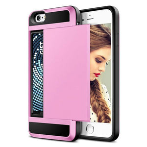 Sliding Credit Card Slot Wallet TPU Shockproof Case for iPhone