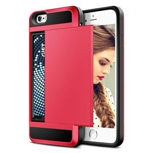Sliding Credit Card Slot Wallet TPU Shockproof Case for iPhone