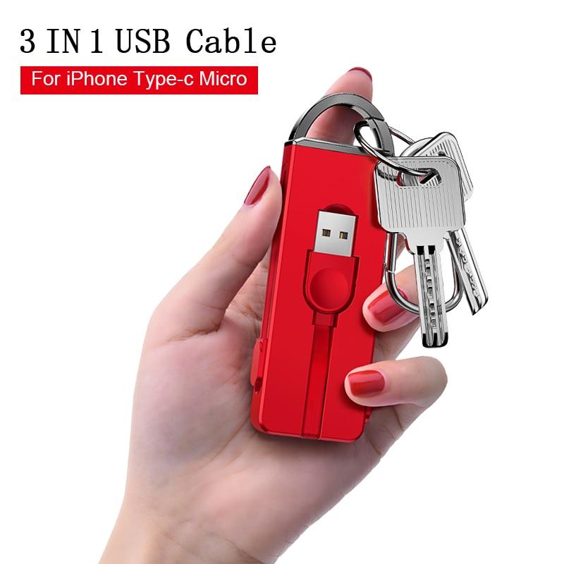 Fast Charger 3 in 1 keychain Cable
