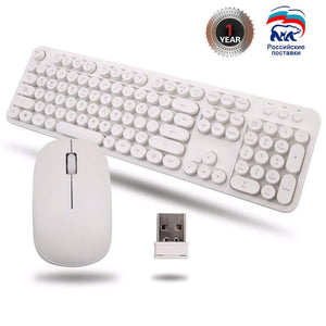 Wireless 2.4GHz Full-Size Keyboard and Cordless Mouse with Comfortable Round Keycaps Whisper-Quiet Compact Power