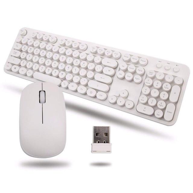 Wireless 2.4GHz Full-Size Keyboard and Cordless Mouse with Comfortable Round Keycaps Whisper-Quiet Compact Power