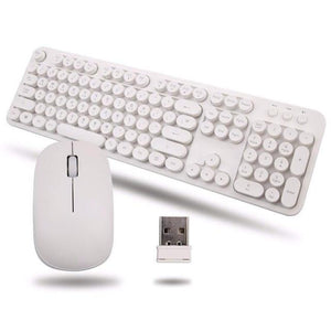 Wireless 2.4GHz Full-Size Keyboard and Cordless Mouse with Comfortable Round Keycaps Whisper-Quiet Compact Power