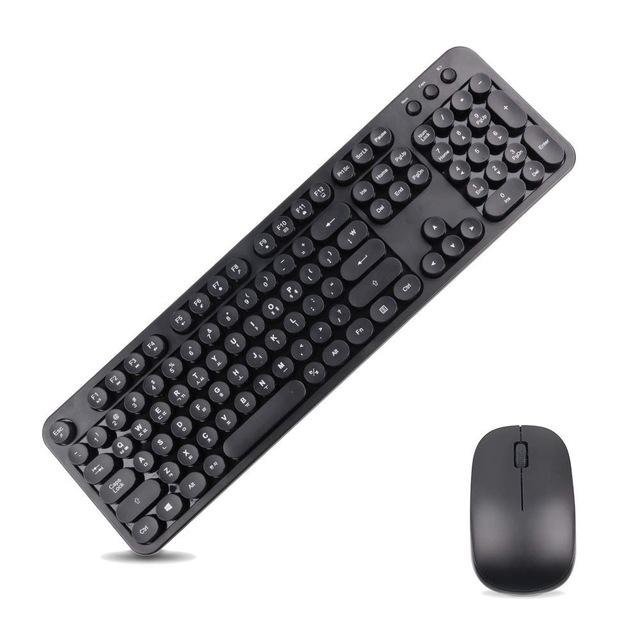 Wireless 2.4GHz Full-Size Keyboard and Cordless Mouse with Comfortable Round Keycaps Whisper-Quiet Compact Power