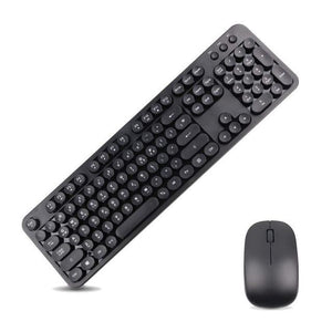 Wireless 2.4GHz Full-Size Keyboard and Cordless Mouse with Comfortable Round Keycaps Whisper-Quiet Compact Power