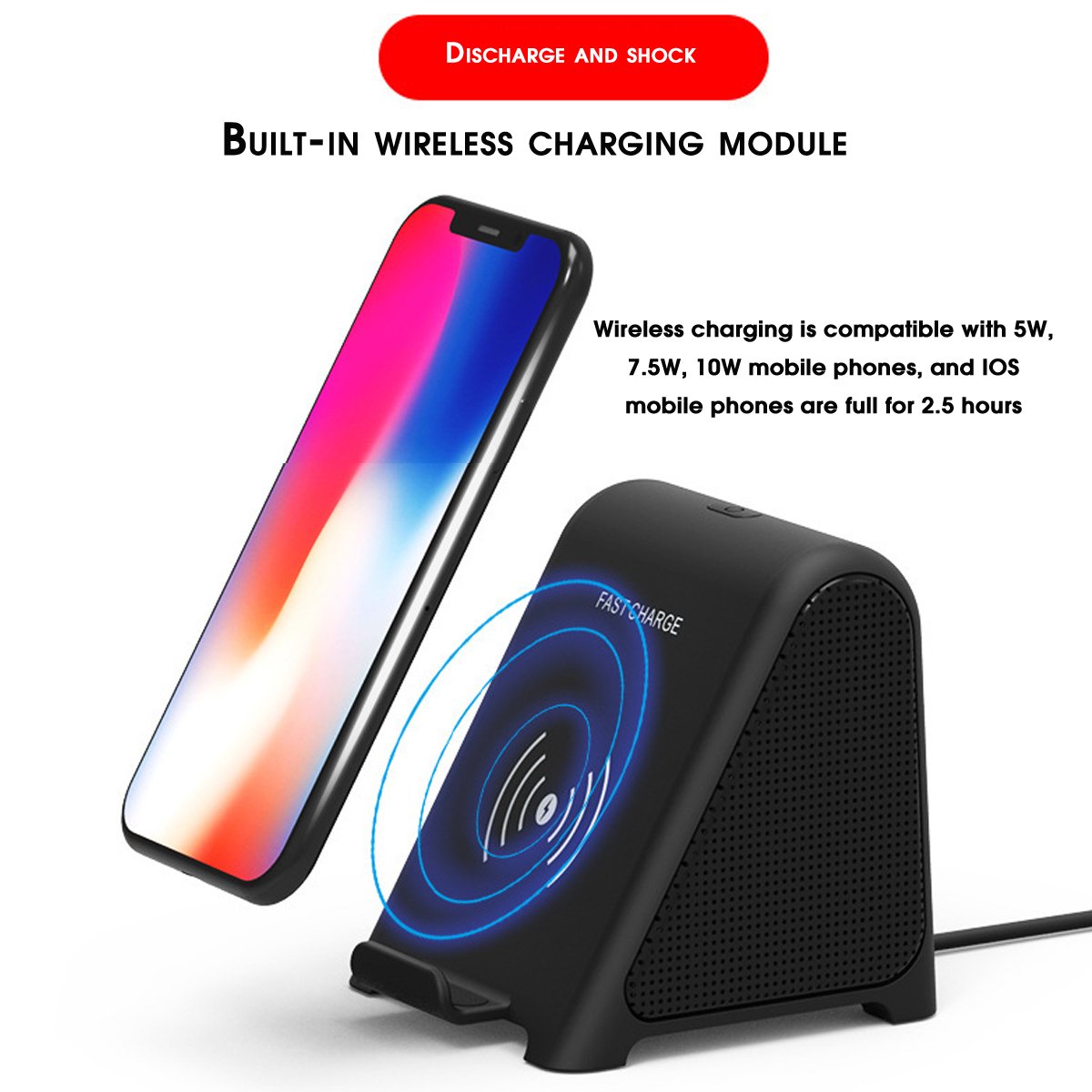 Qi Fast Wireless Charging Stand With Bluetooth Speaker