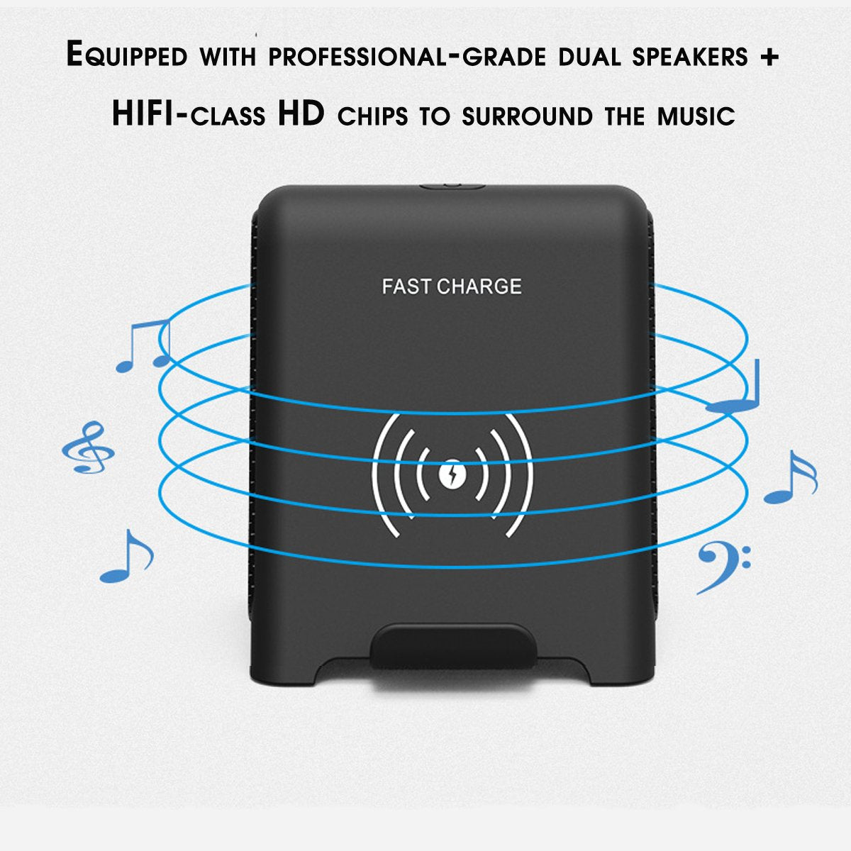 Qi Fast Wireless Charging Stand With Bluetooth Speaker