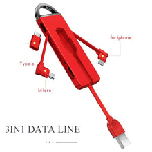 Load image into Gallery viewer, Fast Charger 3 in 1 keychain Cable